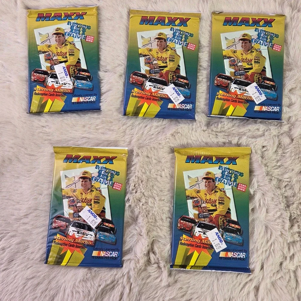 Lot of 5 1996 Maxx Series One NASCAR Racing Cards Sealed Packs Sterling Marlin